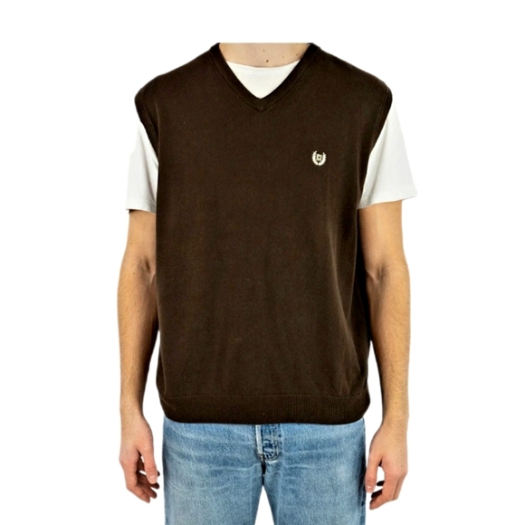Chaps Dark Brown Vneck Sweater Vest - Picture 1 of 4